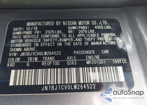 2020 Nissan Rogue Sport S Fwd Xtronic Cvt from USA, damaged, VIN JN1BJ1CV0LW264522